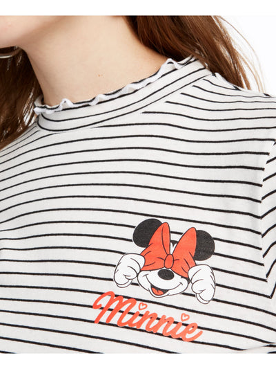 DISNEY Womens White Striped Long Sleeve Crew Neck Top Juniors XL