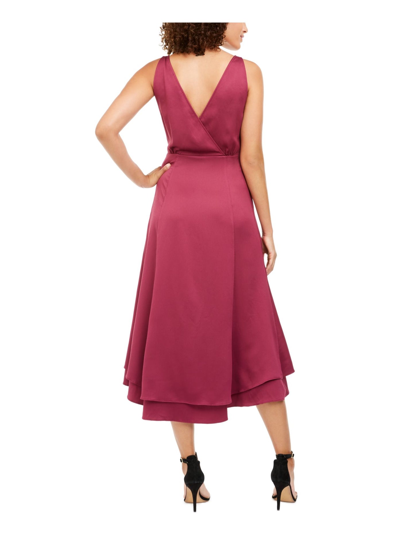 FRENCH CONNECTION Womens Purple Zippered Sleeveless V Neck Below The Knee Evening Fit + Flare Dress 6