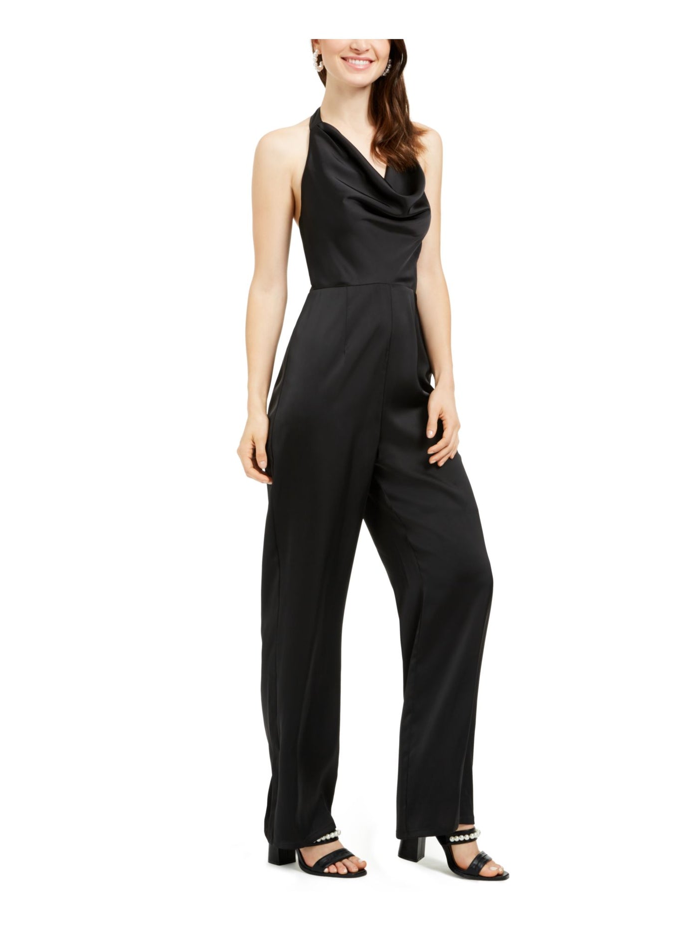 19 COOPER Womens Black Zippered Sleeveless Evening Tube Wide Leg Jumpsuit S