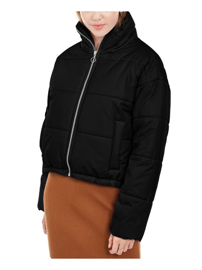 CELEBRITY PINK Womens Black Pocketed Zippered Zip Up Winter Jacket Coat XS