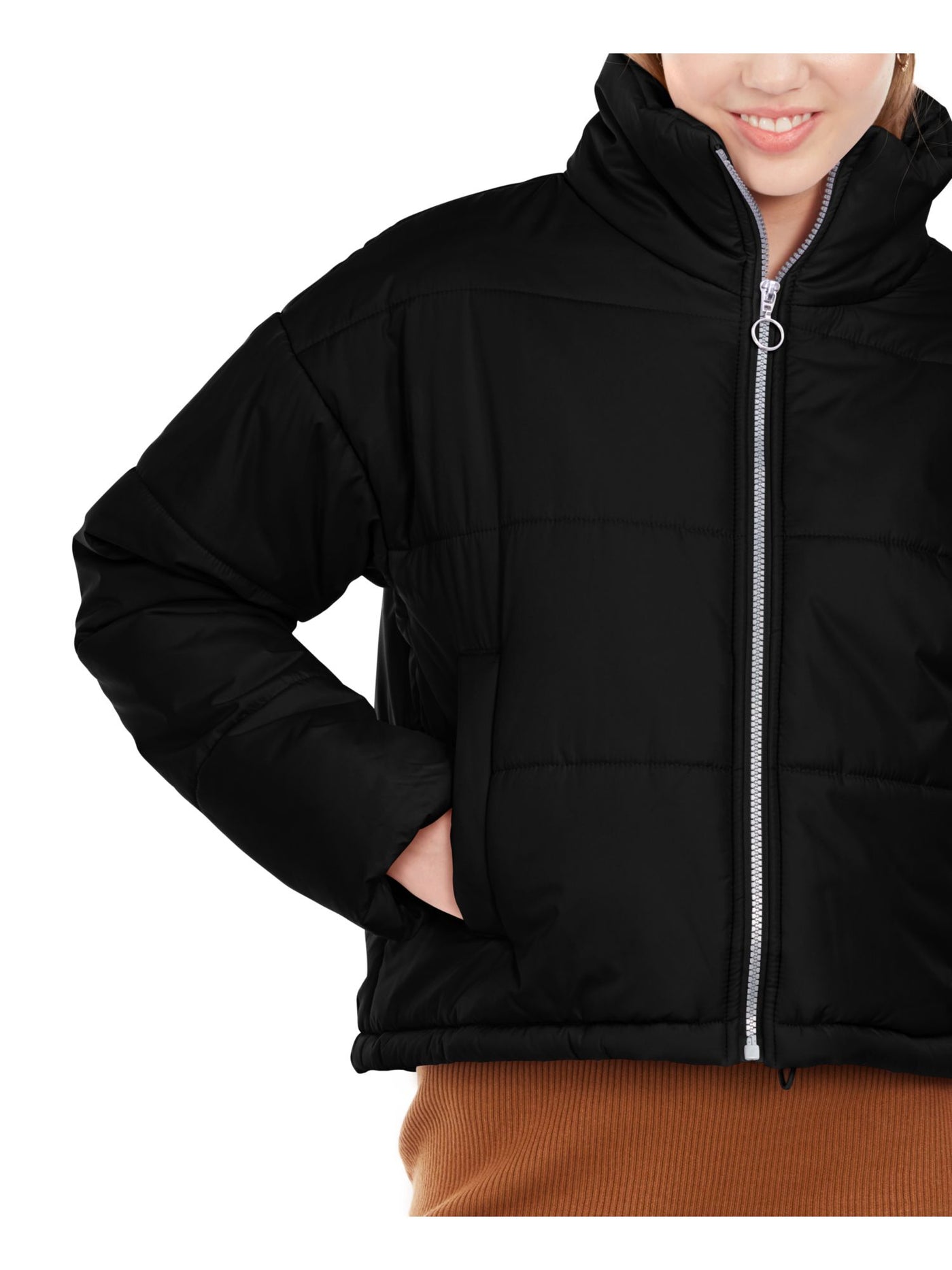 CELEBRITY PINK Womens Black Pocketed Zippered Zip Up Winter Jacket Coat XS