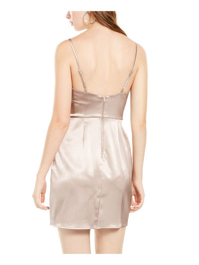 TEEZE ME Womens Zippered Spaghetti Strap Sweetheart Neckline Above The Knee Party Sheath Dress
