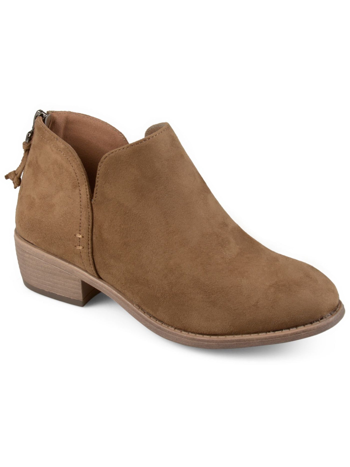 JOURNEE COLLECTION Womens Brown V-Notched Padded Livvy Round Toe Block Heel Zip-Up Booties 9