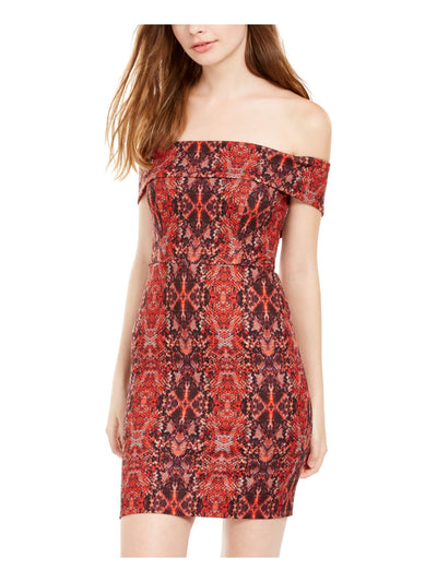 CRYSTAL DOLLS Womens Red Paisley Sleeveless Off Shoulder Short Party Body Con Dress XL