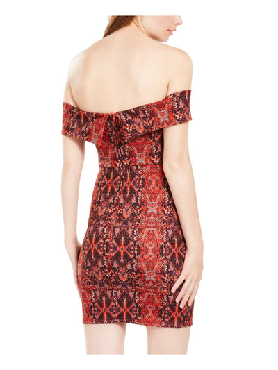 CRYSTAL DOLLS Womens Red Paisley Sleeveless Off Shoulder Short Party Body Con Dress XL