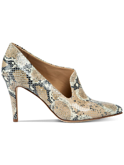 LUCCA LANE Womens Beige Snakeskin Cushioned Asymmetrical Yalexis Pointed Toe Stiletto Slip On Leather Pumps Shoes 9.5 M