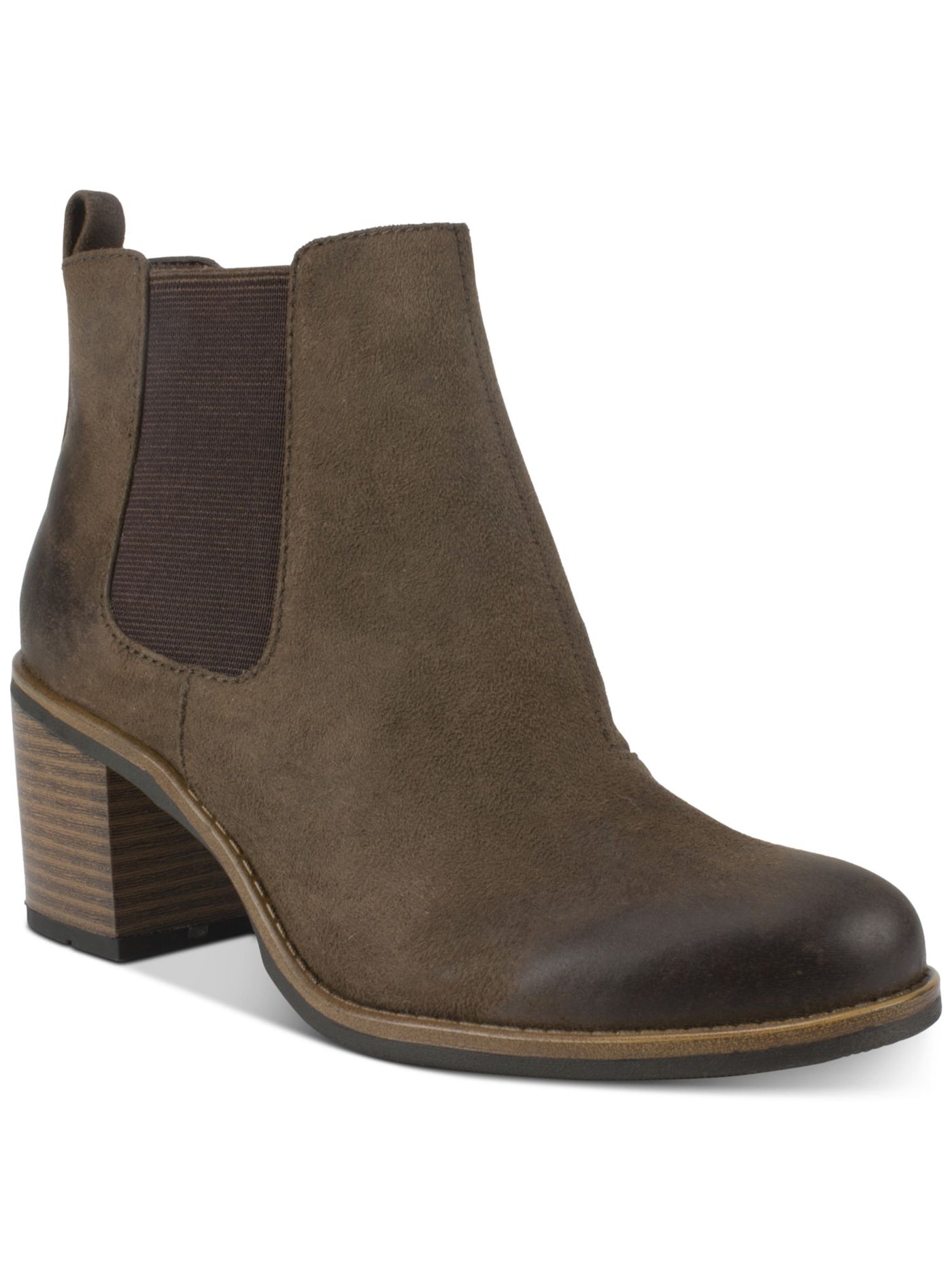 WHITE MOUNTAIN Womens Brown Chelsea Stretch Gore Padded Destiny Round Toe Block Heel Slip On Booties 9.5 M