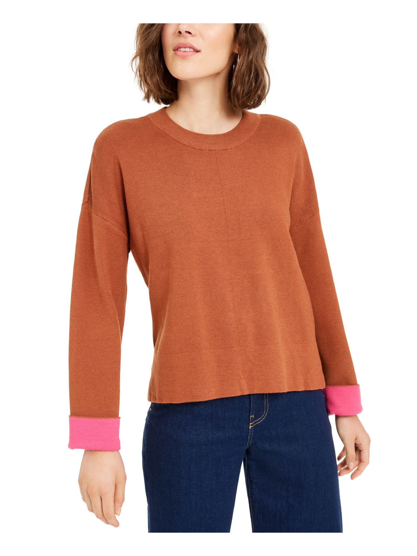 BECCA TILLEY X BAR III Womens Brown Long Sleeve Jewel Neck Top L