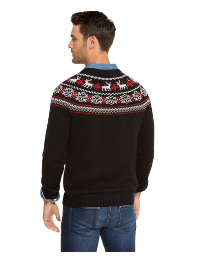 CHARTER CLUB Mens Holiday Black Fair Isle Crew Neck Classic Fit Pullover Sweater M