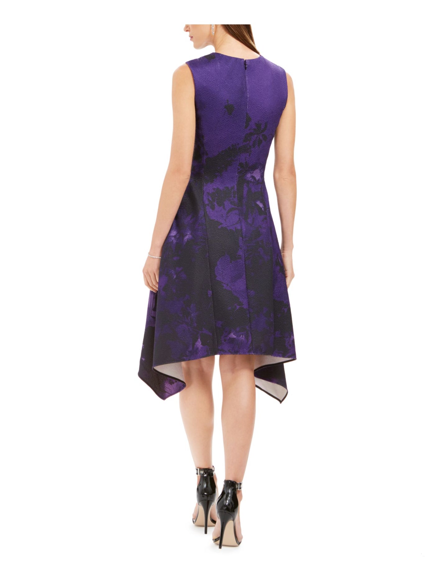 NATORI Womens Zippered Sleeveless Jewel Neck Above The Knee Party Fit + Flare Dress