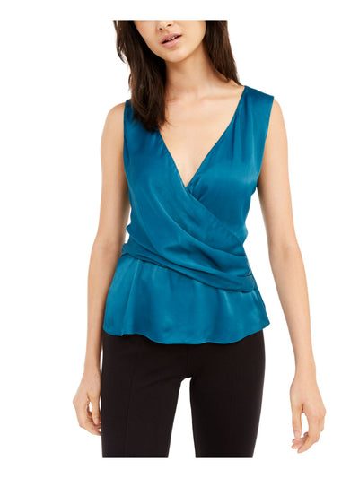 RACHEL ZOE Womens Blue Sleeveless V Neck Top L