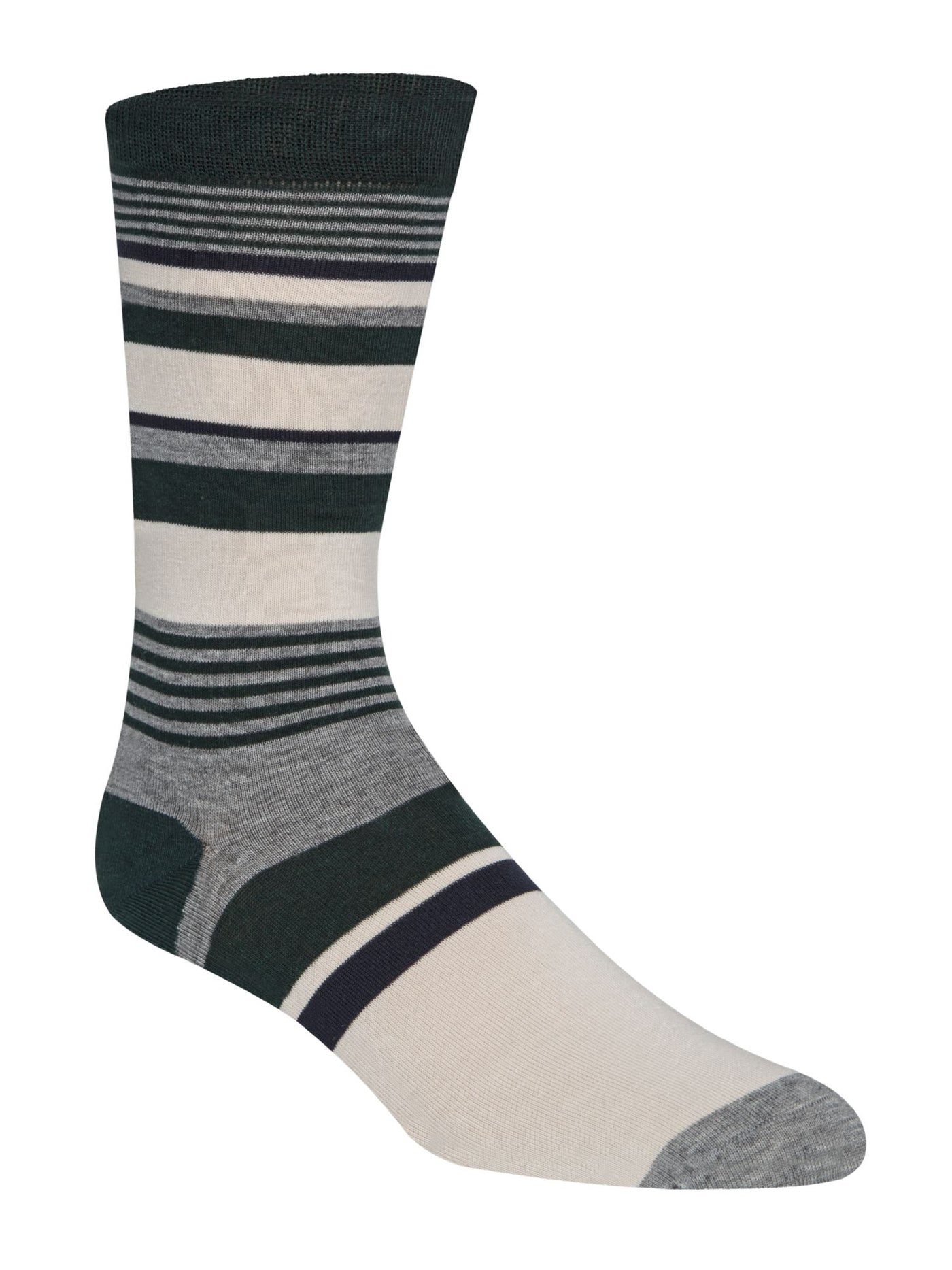 COLE HAAN Green Rayon Horizontal Stripe Dress Crew Socks 7-12