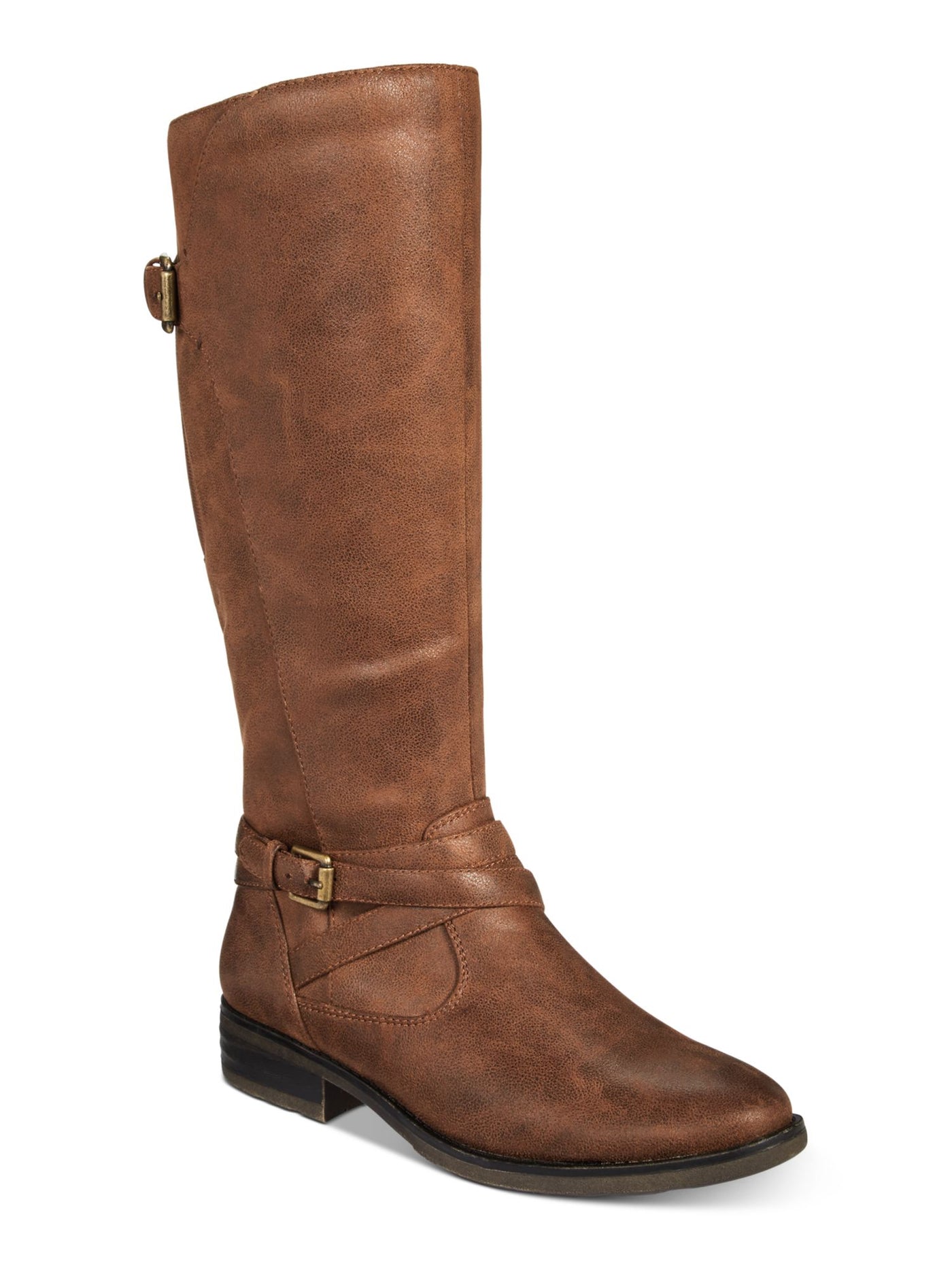 BARETRAPS Womens Brown Elastic Panel Buckle Accent Comfort Alysha Round Toe Block Heel Zip-Up Riding Boot 6.5 M WC