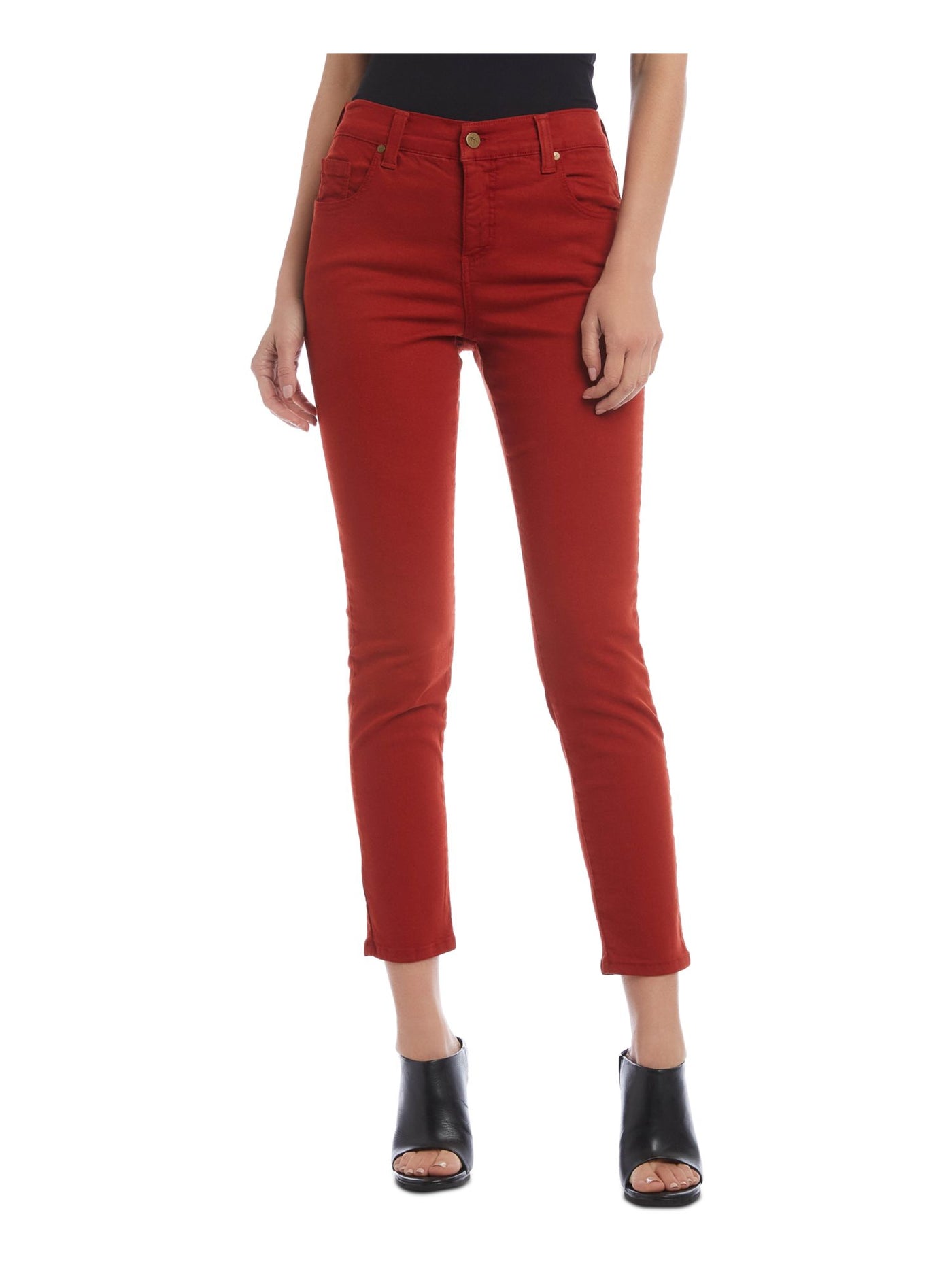 KAREN KANE Womens Red Stretch Zippered Pocketed Cropped Ankle Skinny Jeans 6