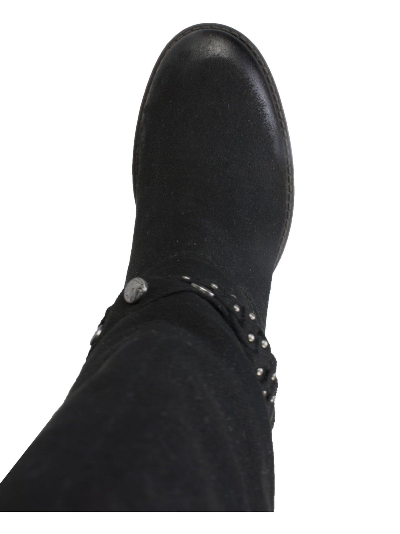 WHITE MOUNTAIN Womens Black Stretch Gore Woven Straps Studded Western Inspired Cushioned Strappy Paulina Round Toe Block Heel Zip-Up Boots Shoes 5 M