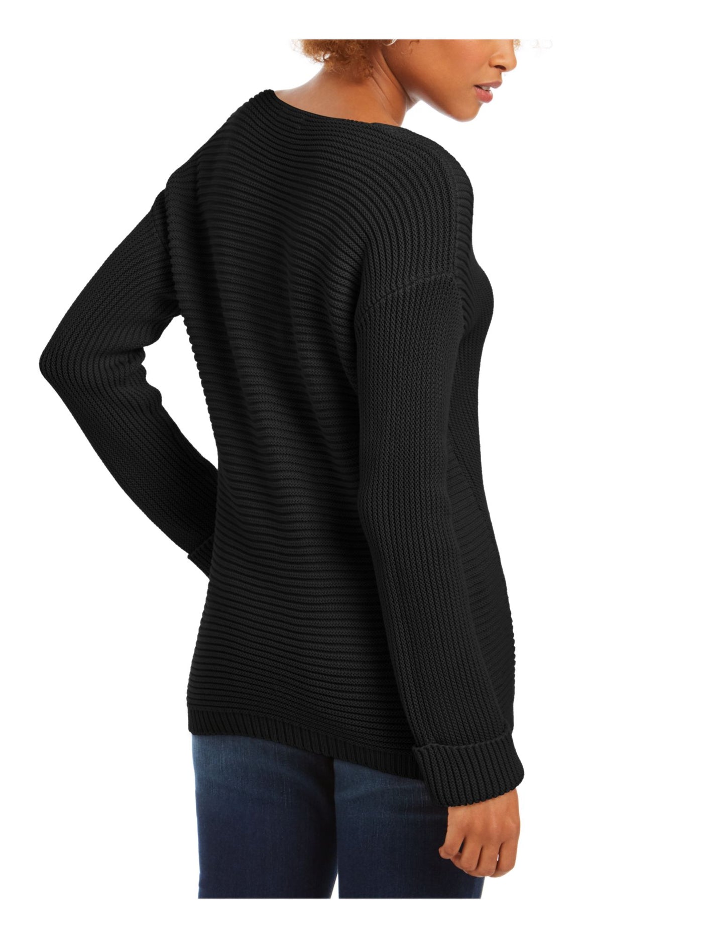 CHARTER CLUB Womens Black Long Sleeve V Neck Blouse Petites PM