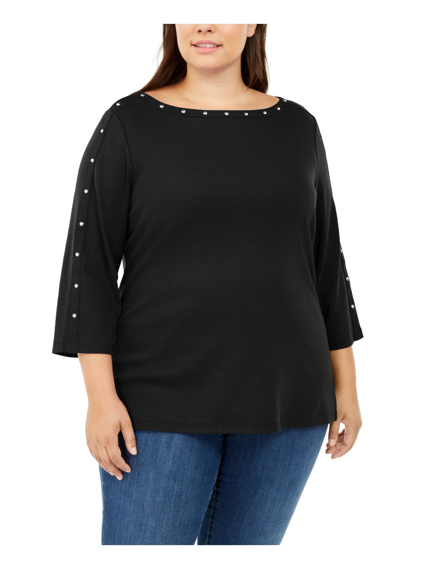 RACHEL RACHEL ROY Womens Black Pocketed 3/4 Sleeve V Neck Hi-Lo Sweater M