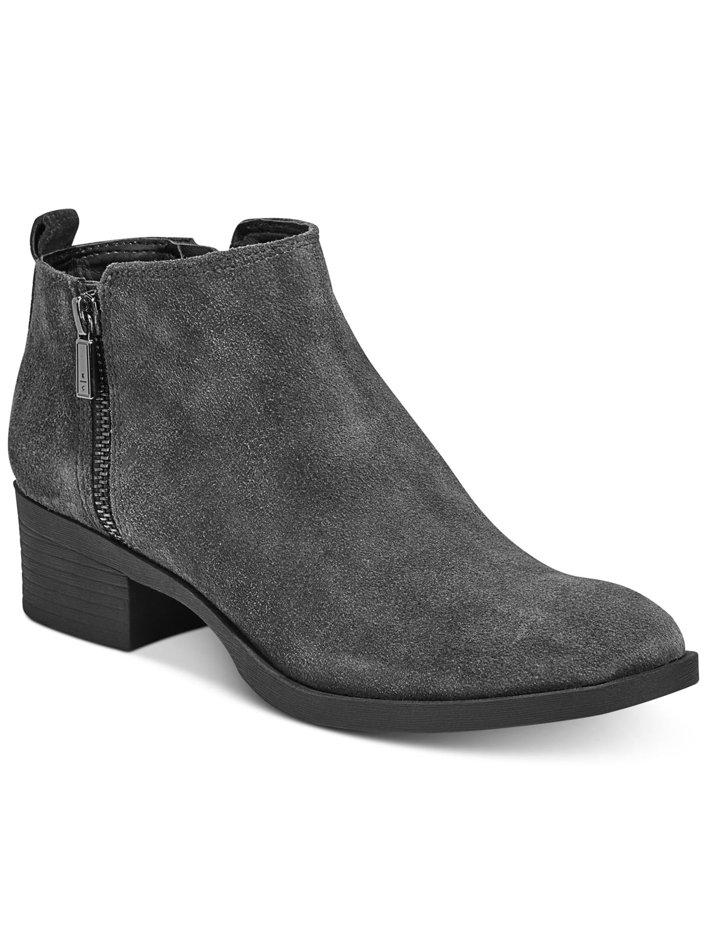 KENNETH COLE NEW YORK Womens Gray Padded Dara Almond Toe Block Heel Leather Booties 7 M