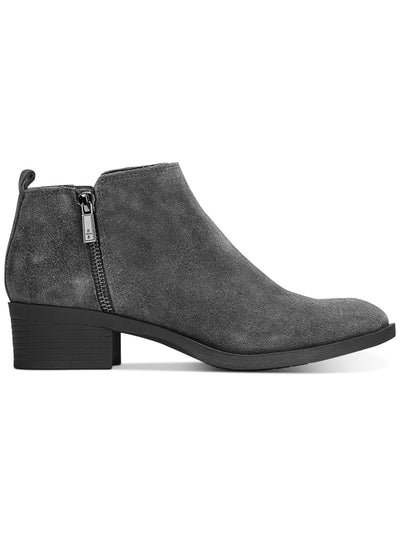 KENNETH COLE NEW YORK Womens Gray Padded Dara Almond Toe Block Heel Leather Booties 7 M