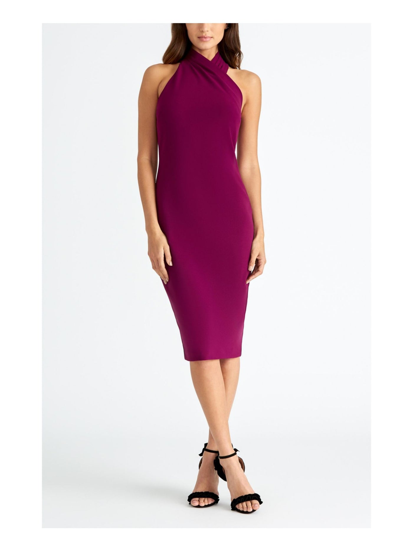 RACHEL RACHEL ROY Womens Purple Slitted Sleeveless Halter Below The Knee Cocktail Body Con Dress L