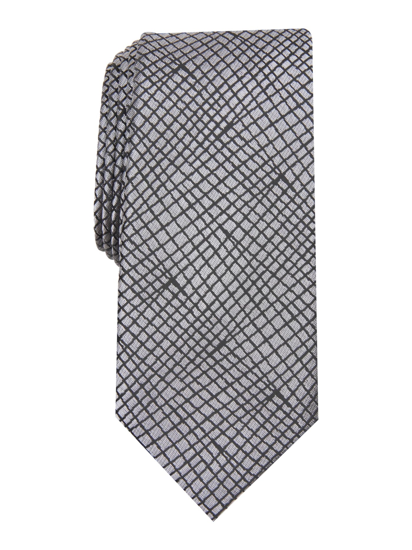 ALFANI Mens Black Geometric Slim Neck Tie