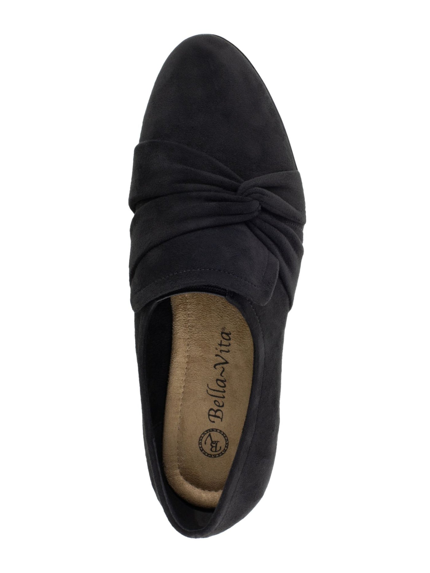 BELLA VITA Womens Black Twisted Detail Padded Comfort Billie Ii Almond Toe Block Heel Slip On Loafers Shoes 9 M