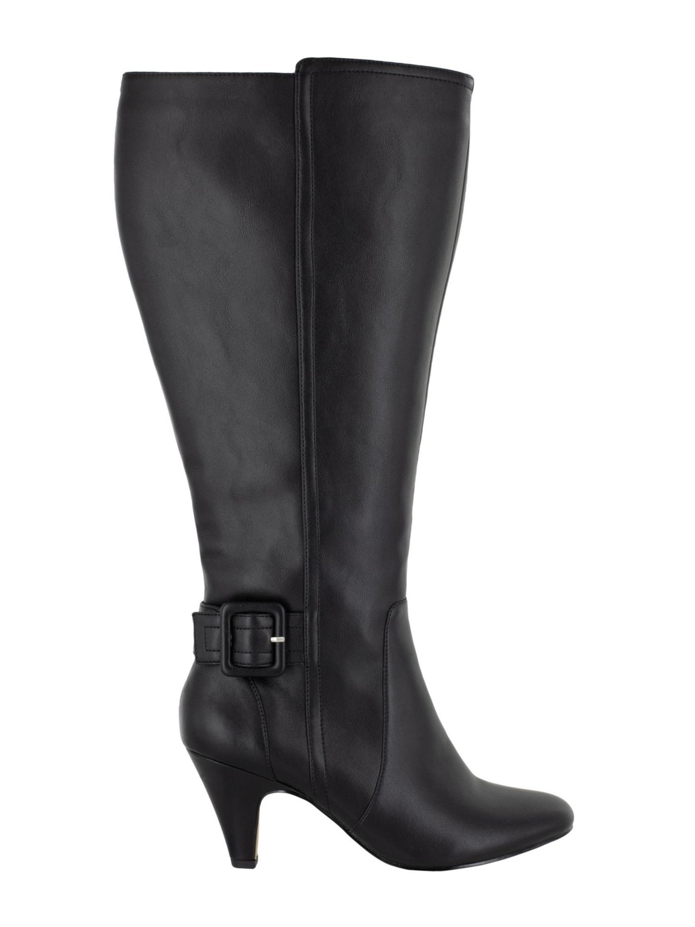BELLA VITA Womens Black Padded Goring Wide Calf Buckle Accent Troy Almond Toe Cone Heel Zip-Up Dress Boots 9.5 M WC
