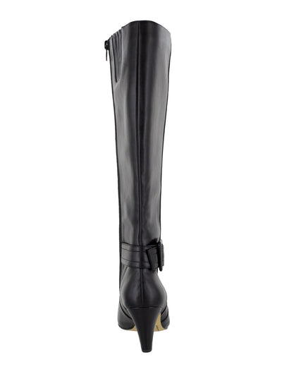 BELLA VITA Womens Black Padded Goring Wide Calf Buckle Accent Troy Almond Toe Cone Heel Zip-Up Dress Boots 9.5 M WC
