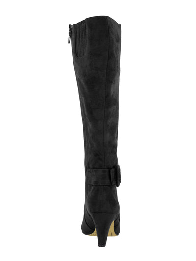 BELLA VITA Womens Black Covered Buckle Accent Padded Wide Calf Troy Ii Almond Toe Sculpted Heel Zip-Up Heeled Boots 10 WW WC