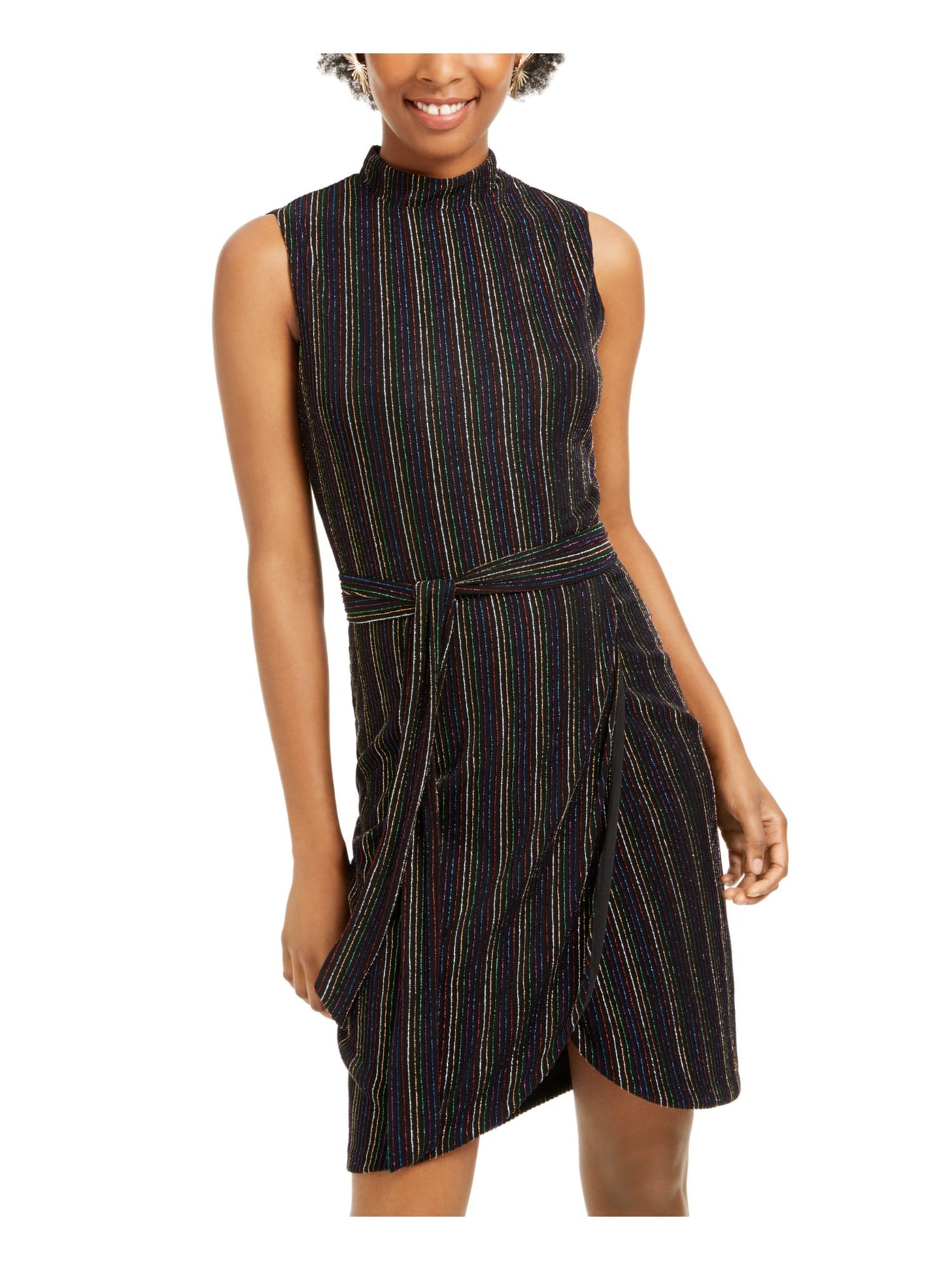 MSK Womens Sleeveless Turtle Neck Above The Knee Cocktail Sheath Dress
