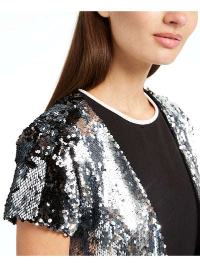 BCX Womens Sequined Short Sleeve Open Cardigan Shrug Sweater