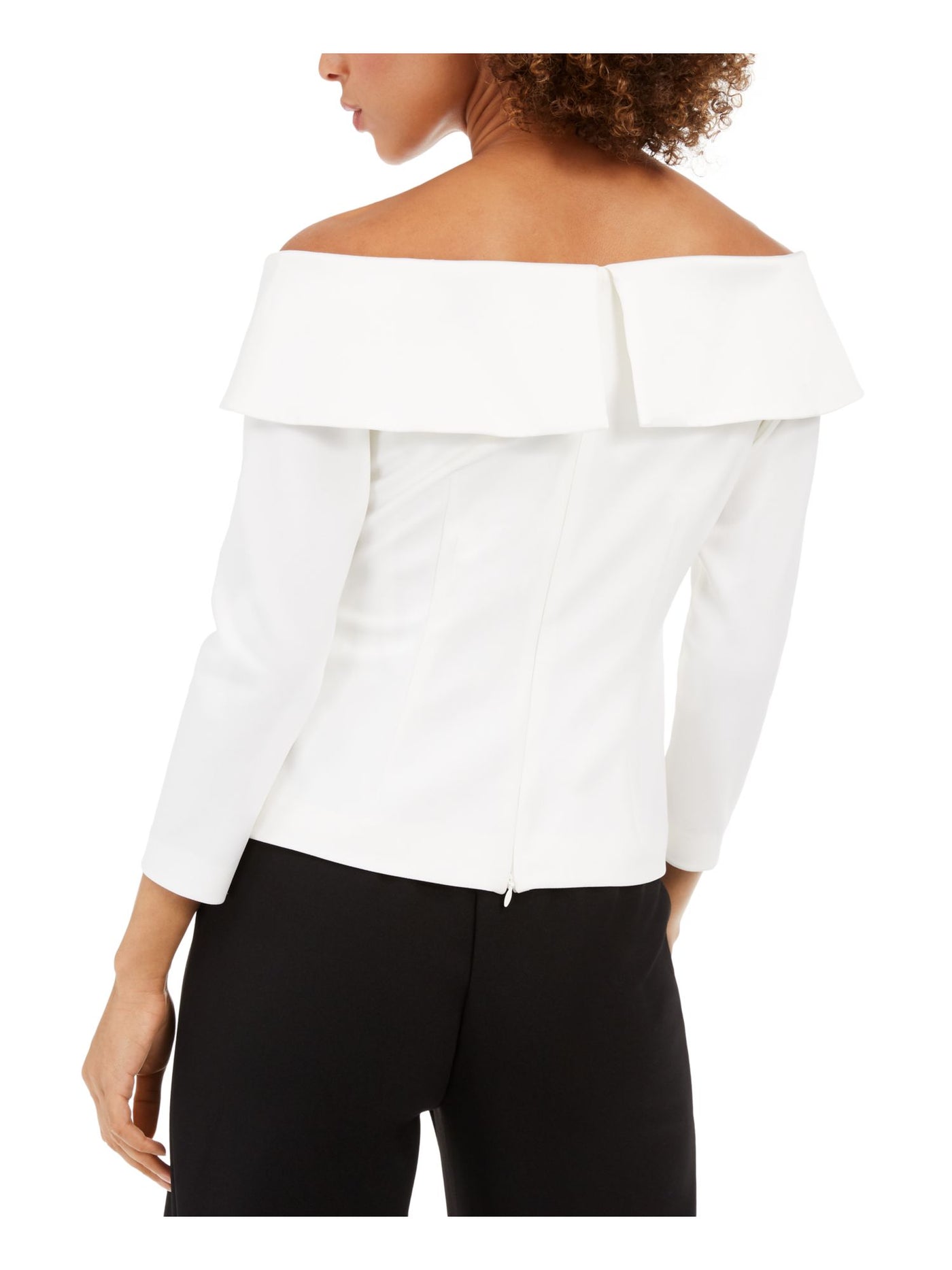 ADRIANNA PAPELL Womens Ivory 3/4 Sleeve Off Shoulder Cocktail Top 16