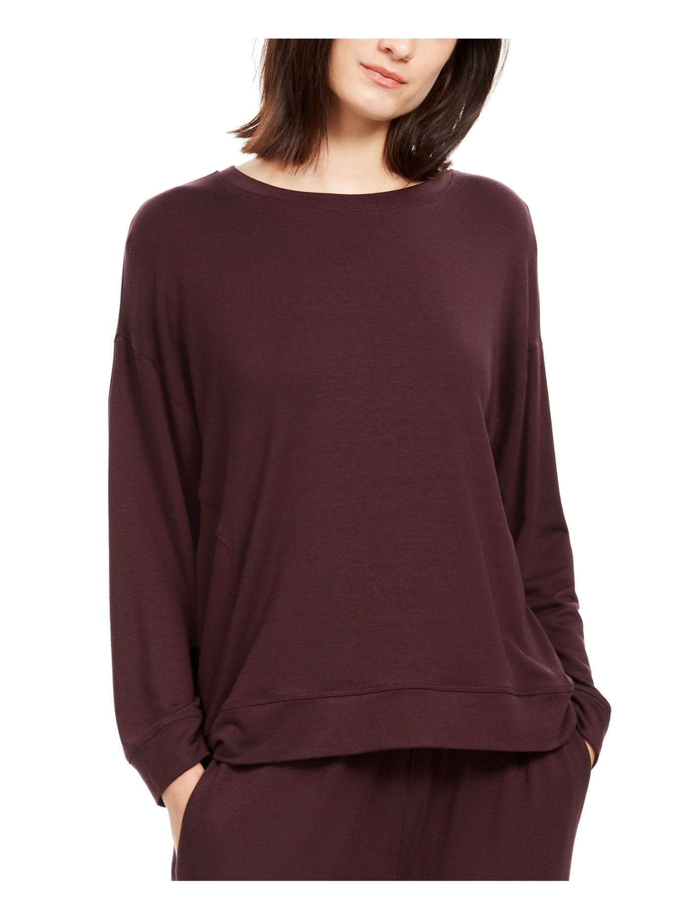EILEEN FISHER Womens Brown Stretch Long Sleeve Sweatshirt XXS