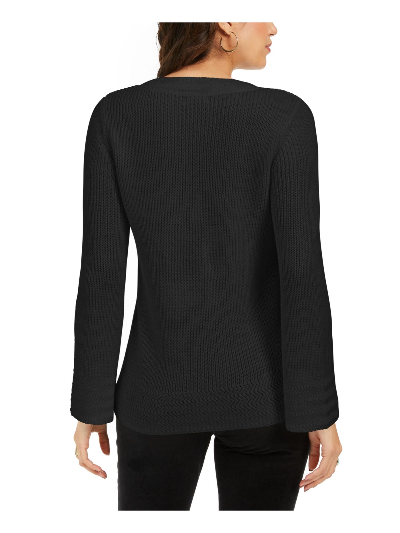 STYLE & COMPANY Womens Textured  Knitted Long Sleeve Scoop Neck T-Shirt