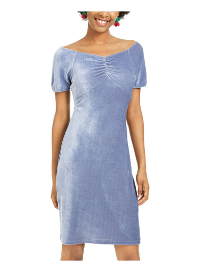 ULTRA FLIRT Womens Zippered Short Sleeve V Neck Above The Knee Body Con Dress