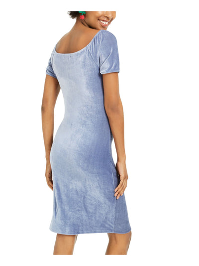 ULTRA FLIRT Womens Zippered Short Sleeve V Neck Above The Knee Body Con Dress