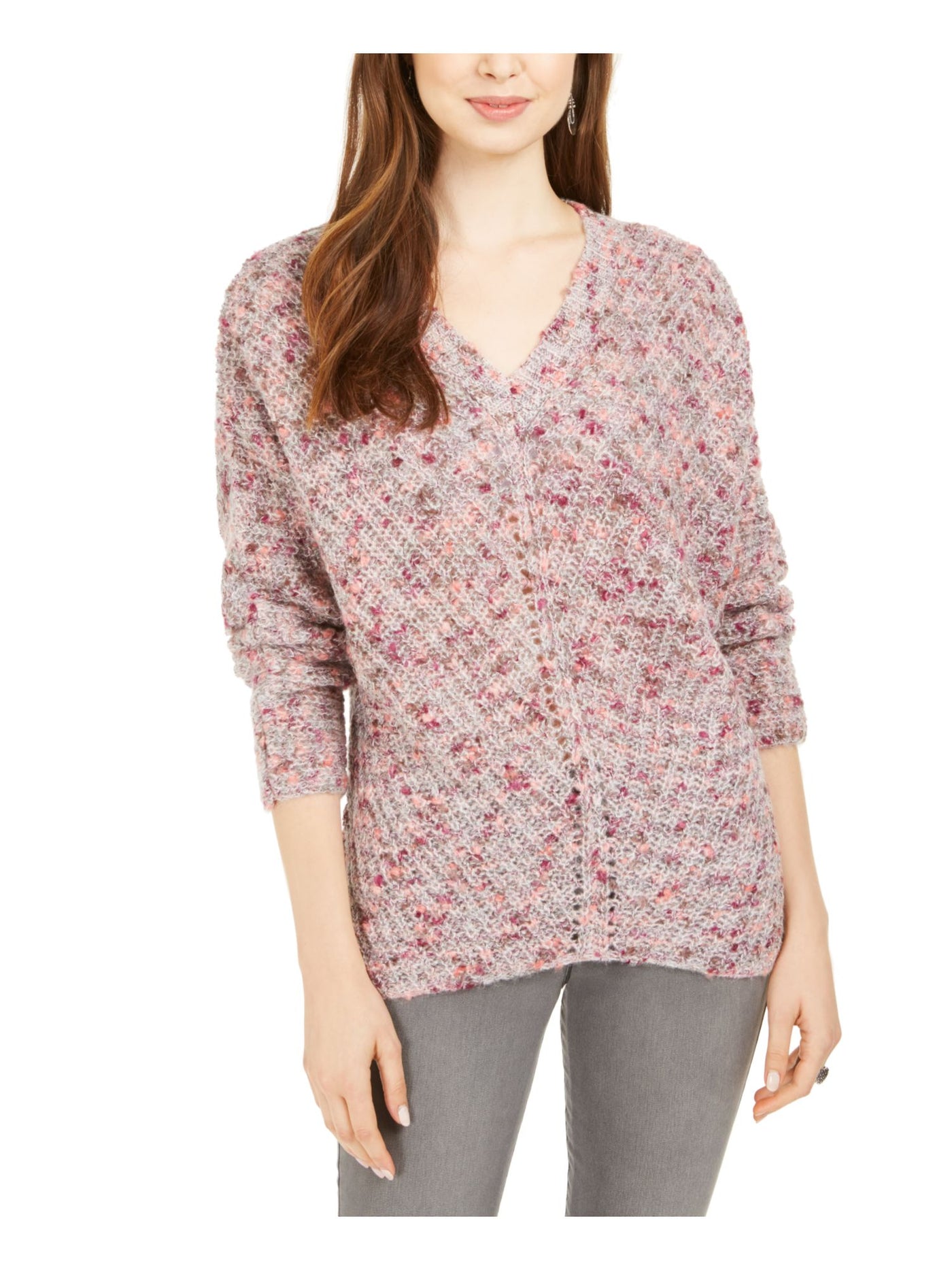 STYLE & COMPANY Womens Long Sleeve V Neck Blouse