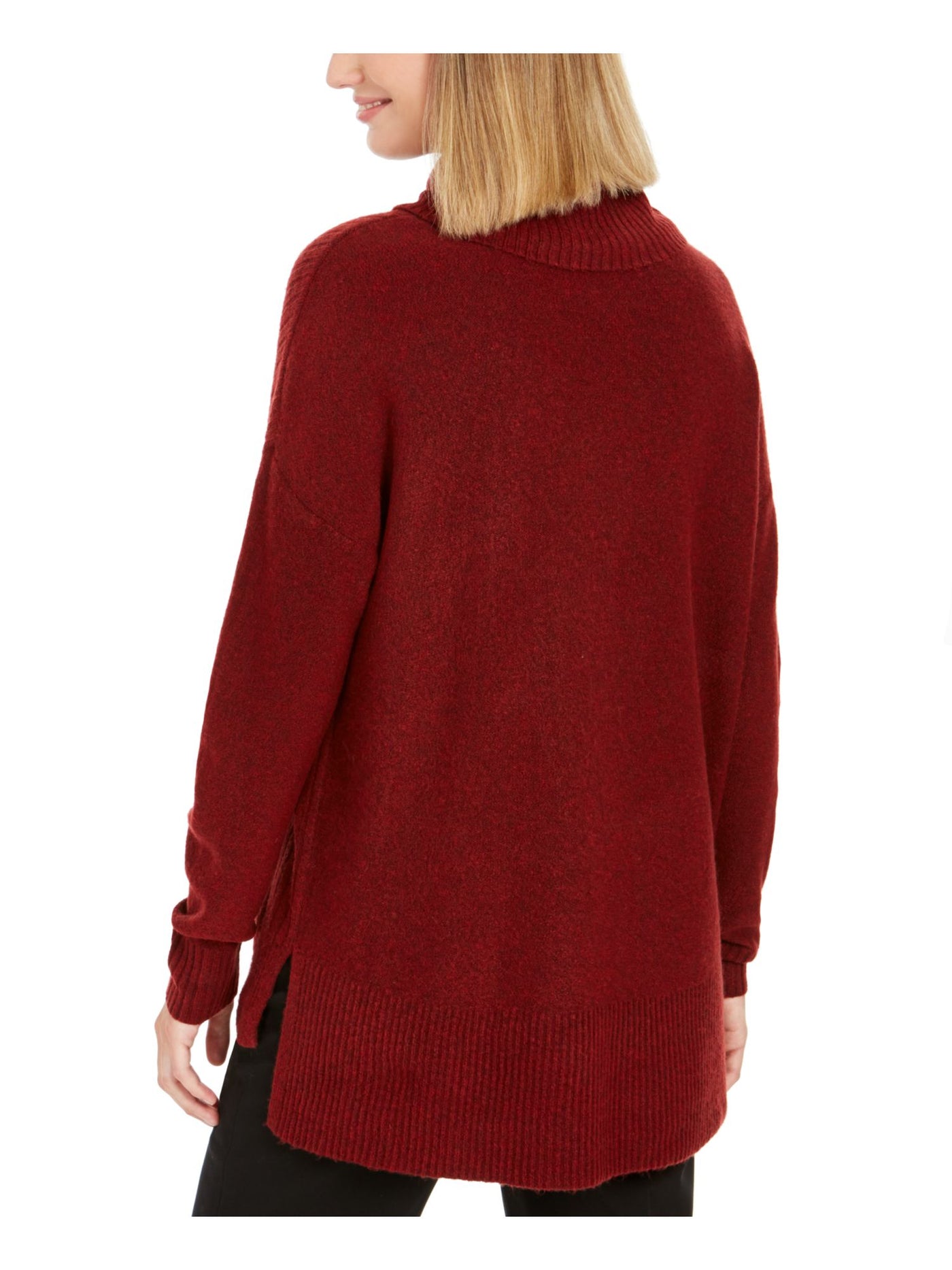 STYLE & COMPANY Womens Maroon Textured Ribbed Ribbed Long Sleeve Turtle Neck Sweater Petites PP