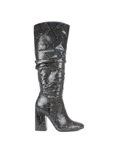 SEVEN DIALS Womens Black Animal Print Round Toe Block Heel Zip-Up Dress Boots 6.5