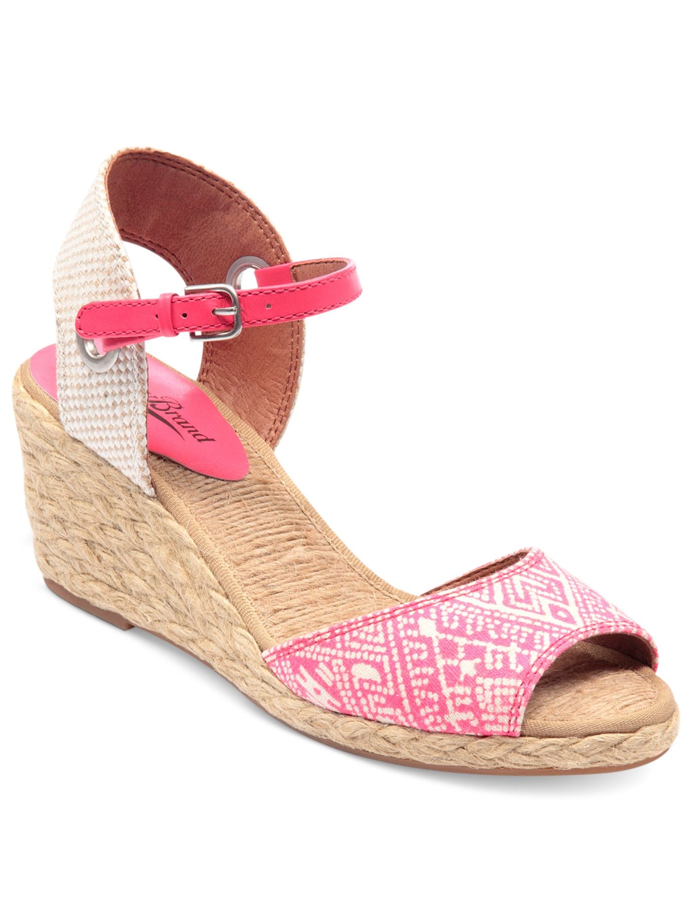 LUCKY BRAND Womens Pink Geometric Ankle Strap Comfort Kyndra Round Toe Wedge Buckle Espadrille Shoes 5.5 M