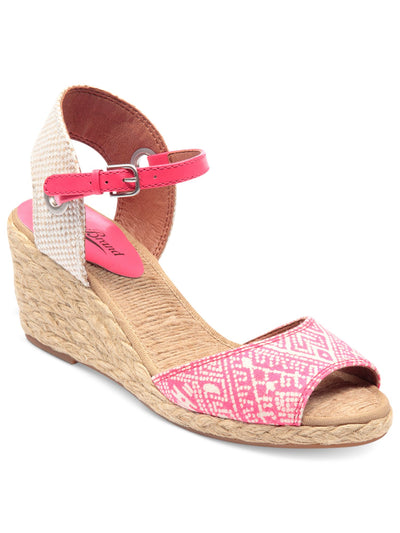 LUCKY BRAND Womens Pink Geometric Ankle Strap Comfort Kyndra Round Toe Wedge Buckle Espadrille Shoes 5.5 M