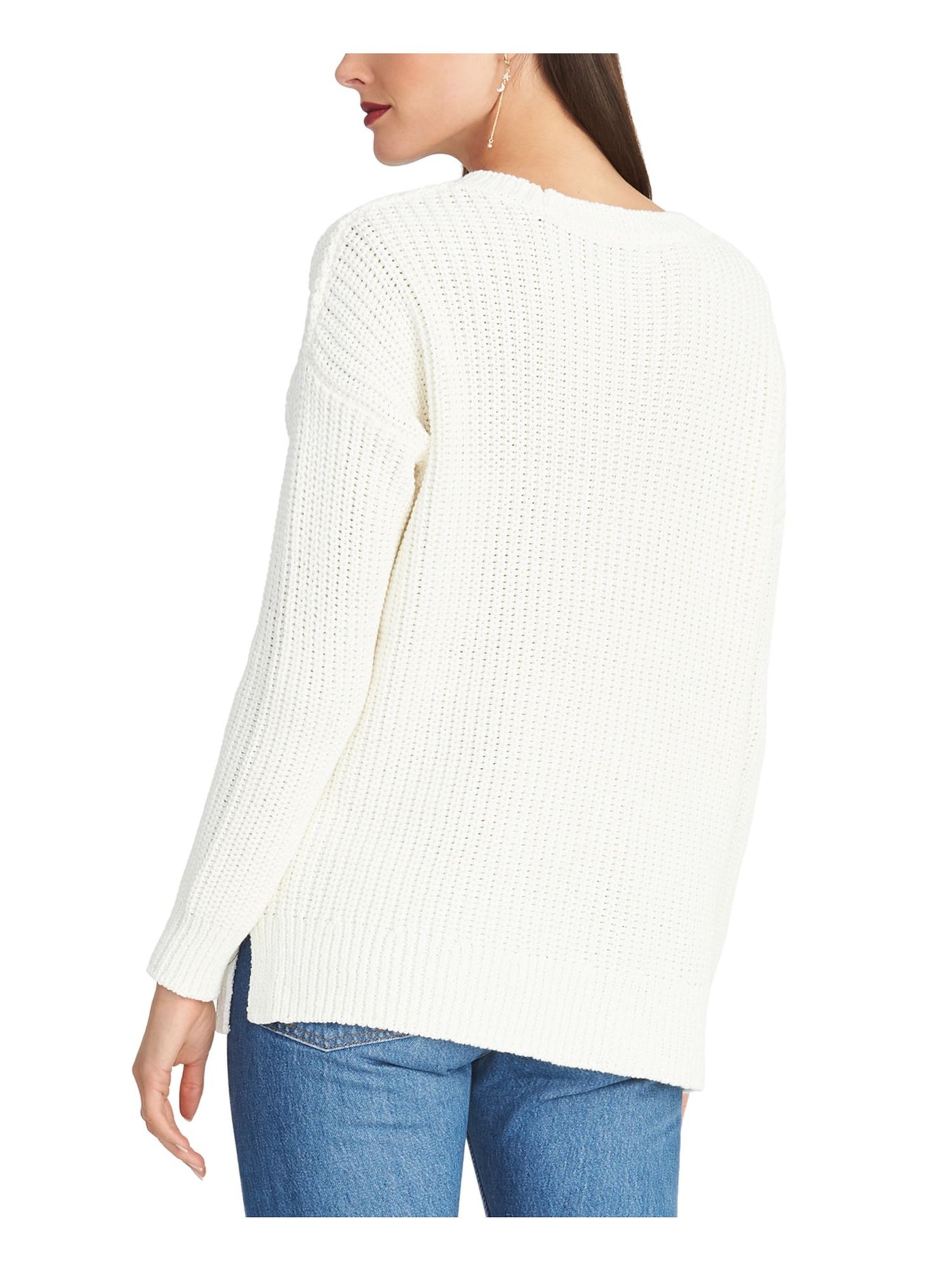 RACHEL RACHEL ROY Womens Ivory Textured Long Sleeve Crew Neck Sweater XS