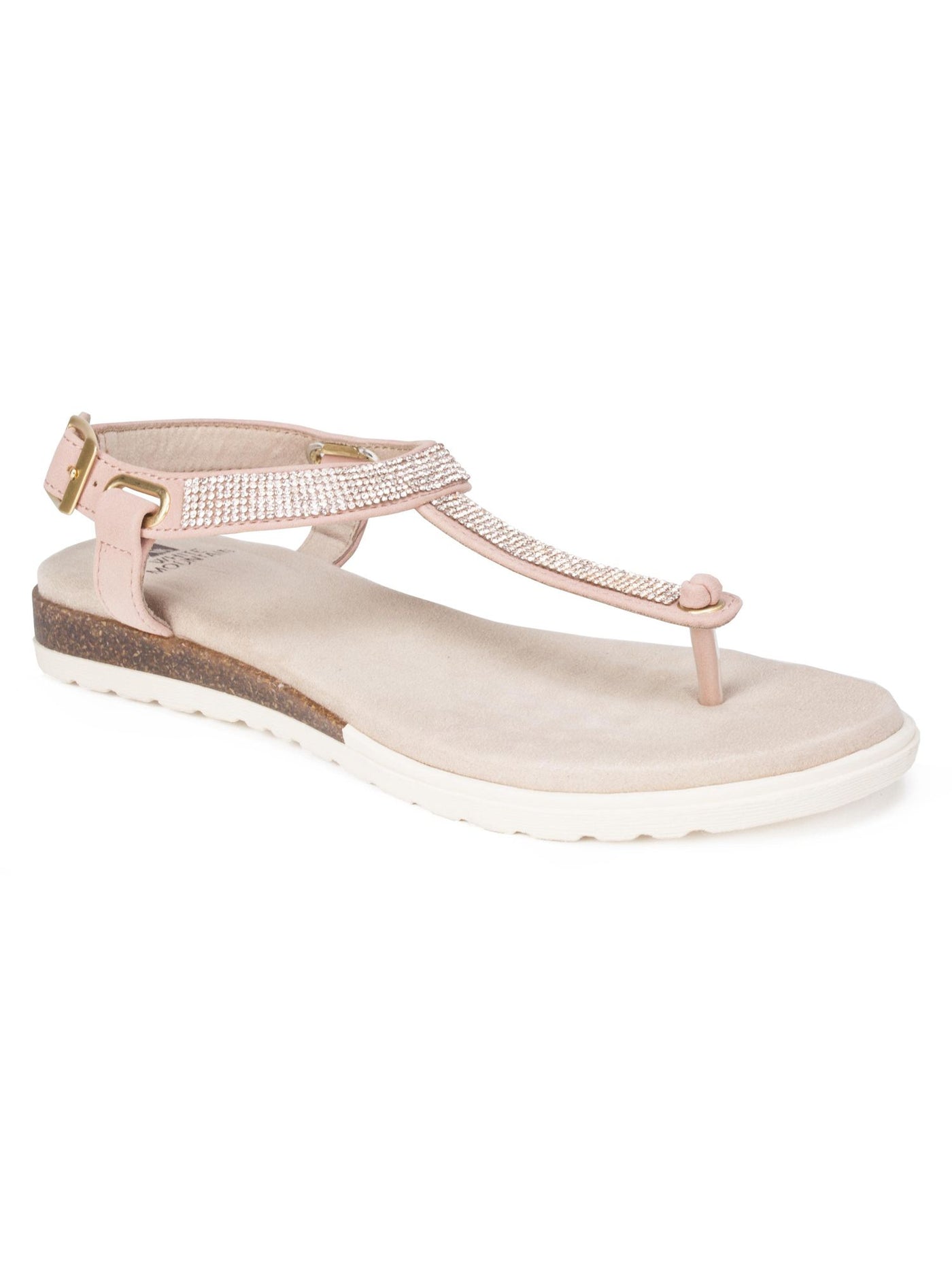 CHAMPION Womens Pink Adjustable Ankle Strap Cushioned Embellished T-Strap Parana Open Toe Buckle Thong Sandals 6 M