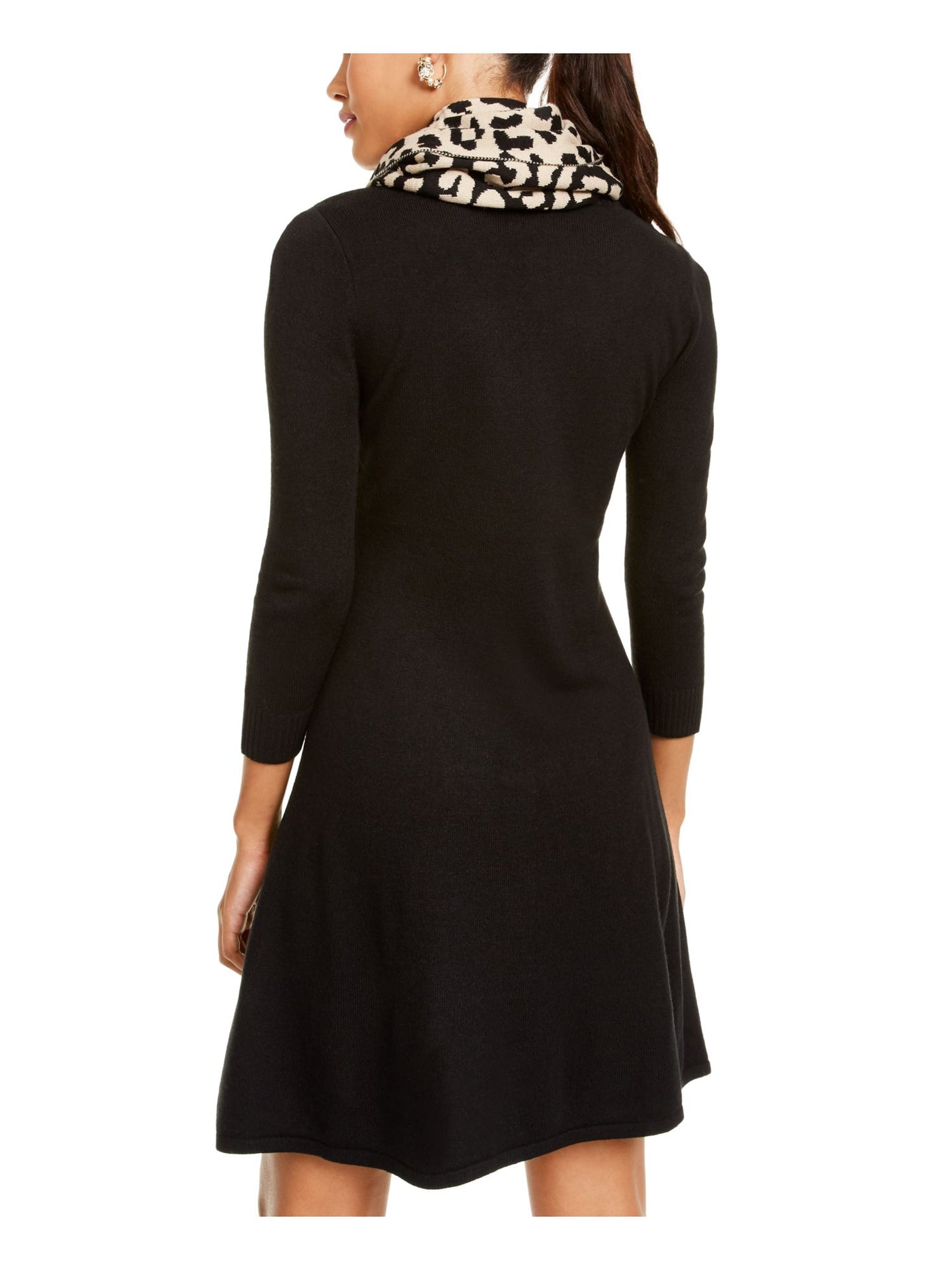 SEQUIN HEARTS Womens Long Sleeve Jewel Neck Short Fit + Flare Dress