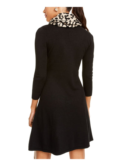 SEQUIN HEARTS Womens Long Sleeve Jewel Neck Short Fit + Flare Dress