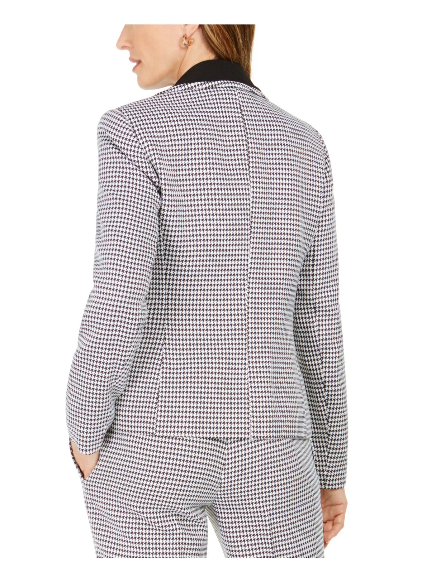 KASPER Womens Black Houndstooth Wear To Work Blazer Jacket 6