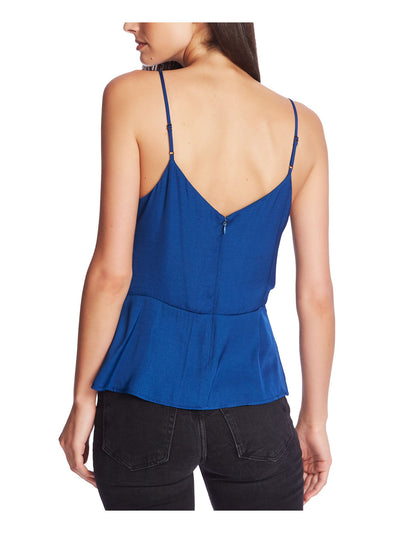 1. STATE Womens Blue Spaghetti Strap V Neck Top M