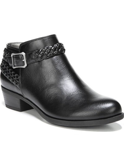 LIFE STRIDE Womens Black Traction Sole Wraparound Braided Detailing Buckle Accent Cushioned Adriana Round Toe Block Heel Zip-Up Booties 8.5 M