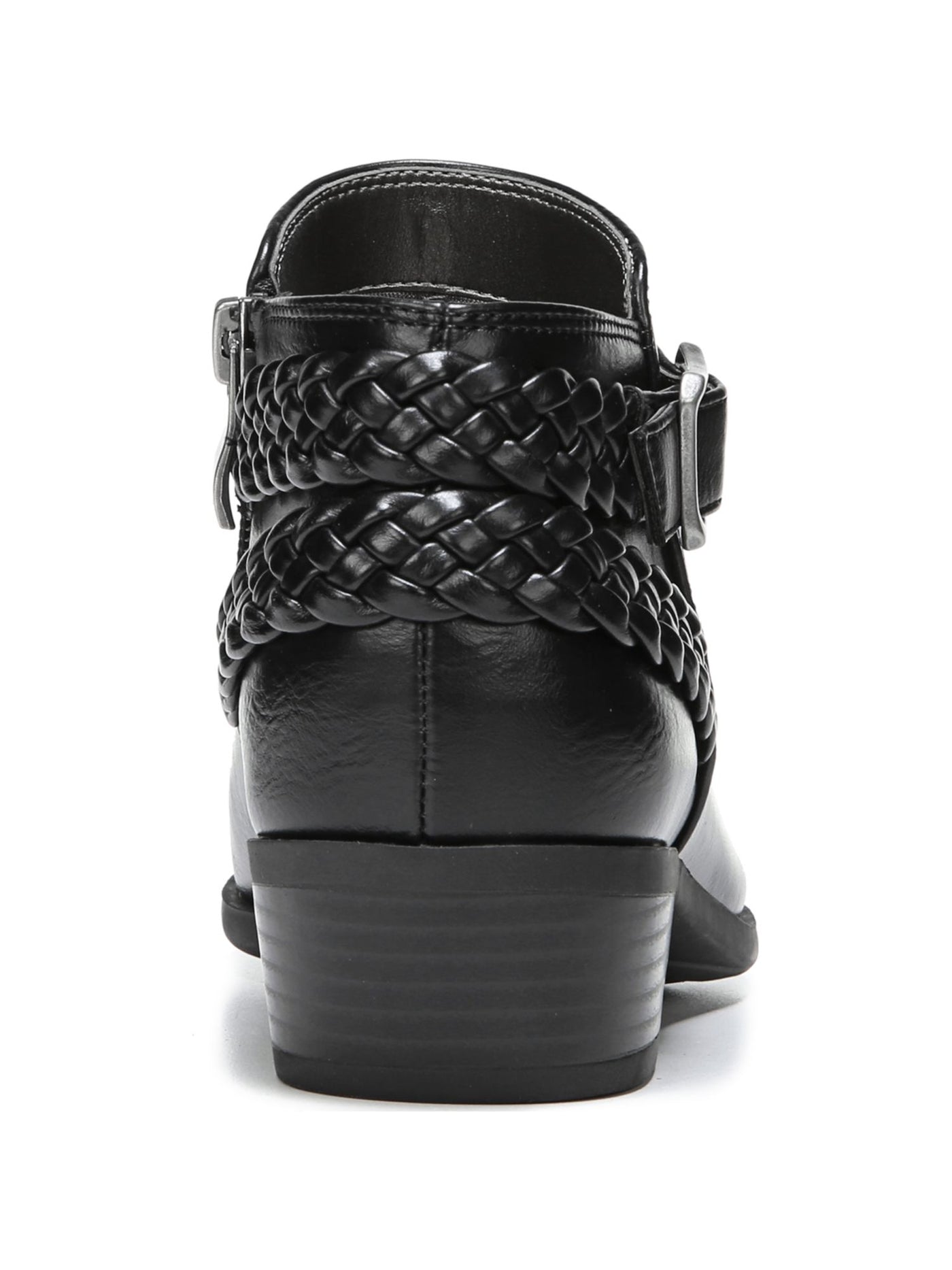 LIFE STRIDE Womens Black Traction Sole Wraparound Braided Detailing Buckle Accent Cushioned Adriana Round Toe Block Heel Zip-Up Booties 8.5 M