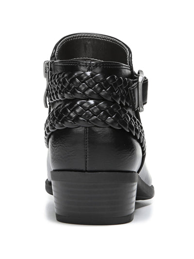 LIFE STRIDE Womens Black Traction Sole Wraparound Braided Detailing Buckle Accent Cushioned Adriana Round Toe Block Heel Zip-Up Booties 8.5 M